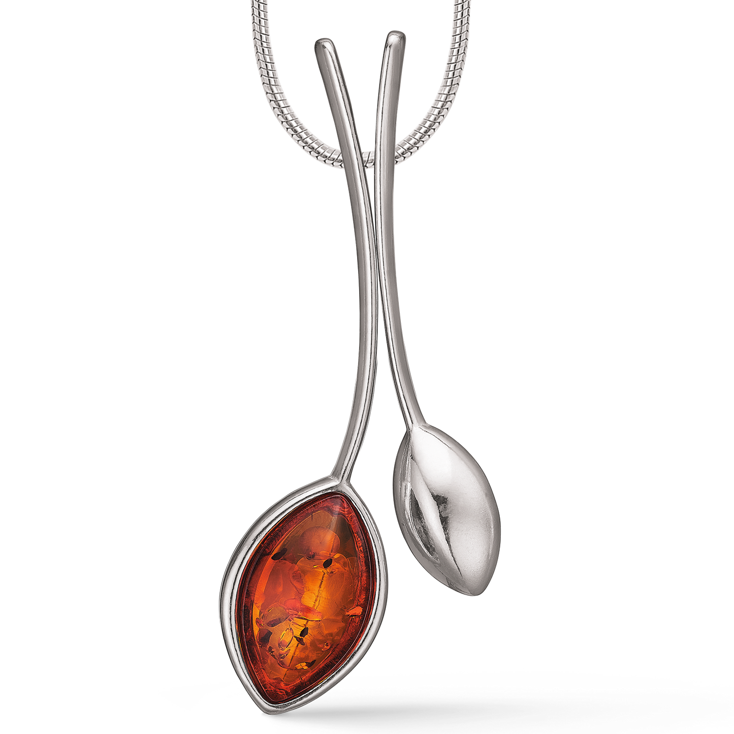 Sølv halskæde rhodineret 2 blade