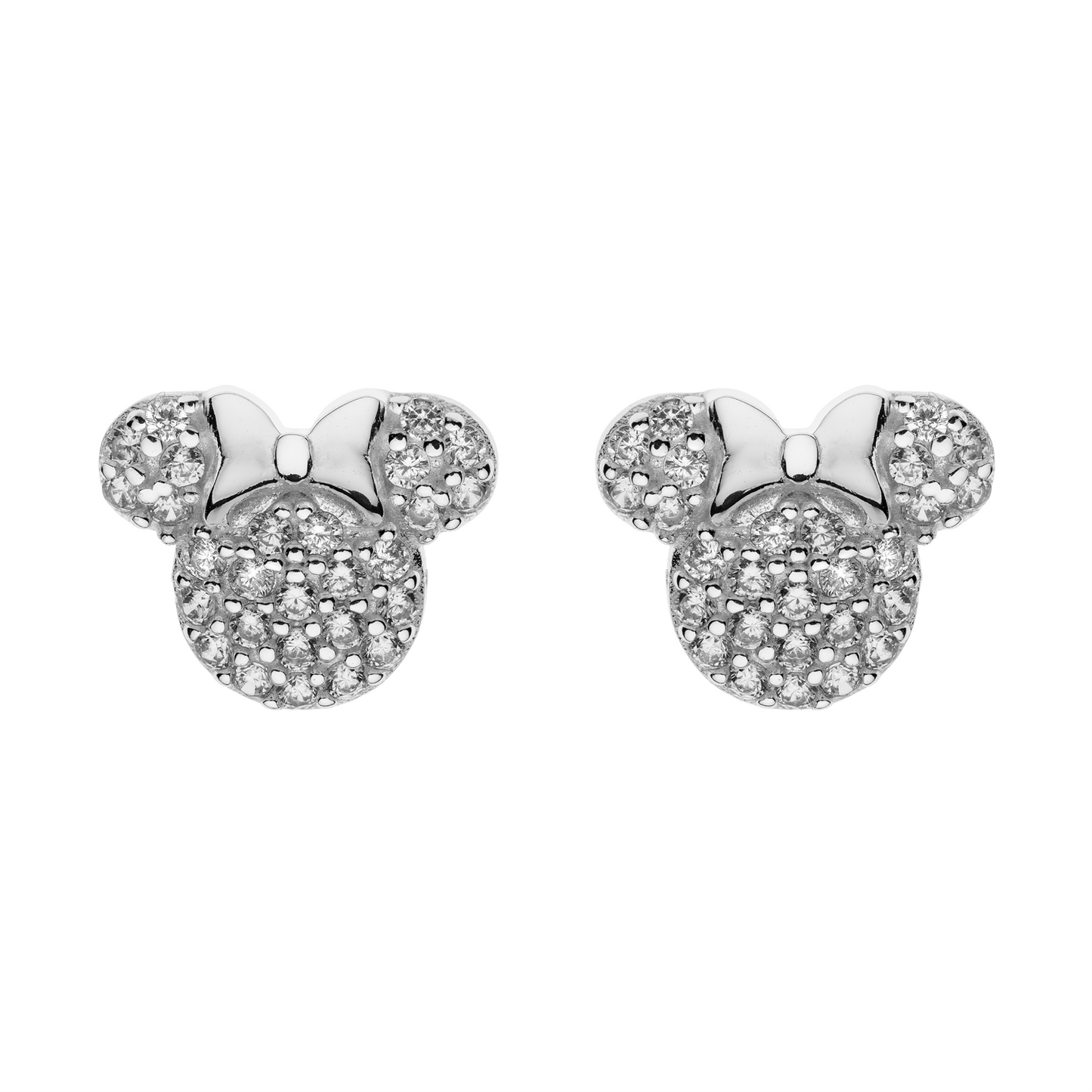 Sølv ørestikker Minnie med syntetiske cubic zirconia hele ansigt.
