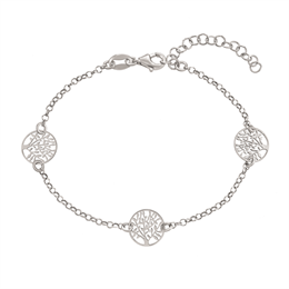 Sølv armbånd rhodineret kæde med livets træ.