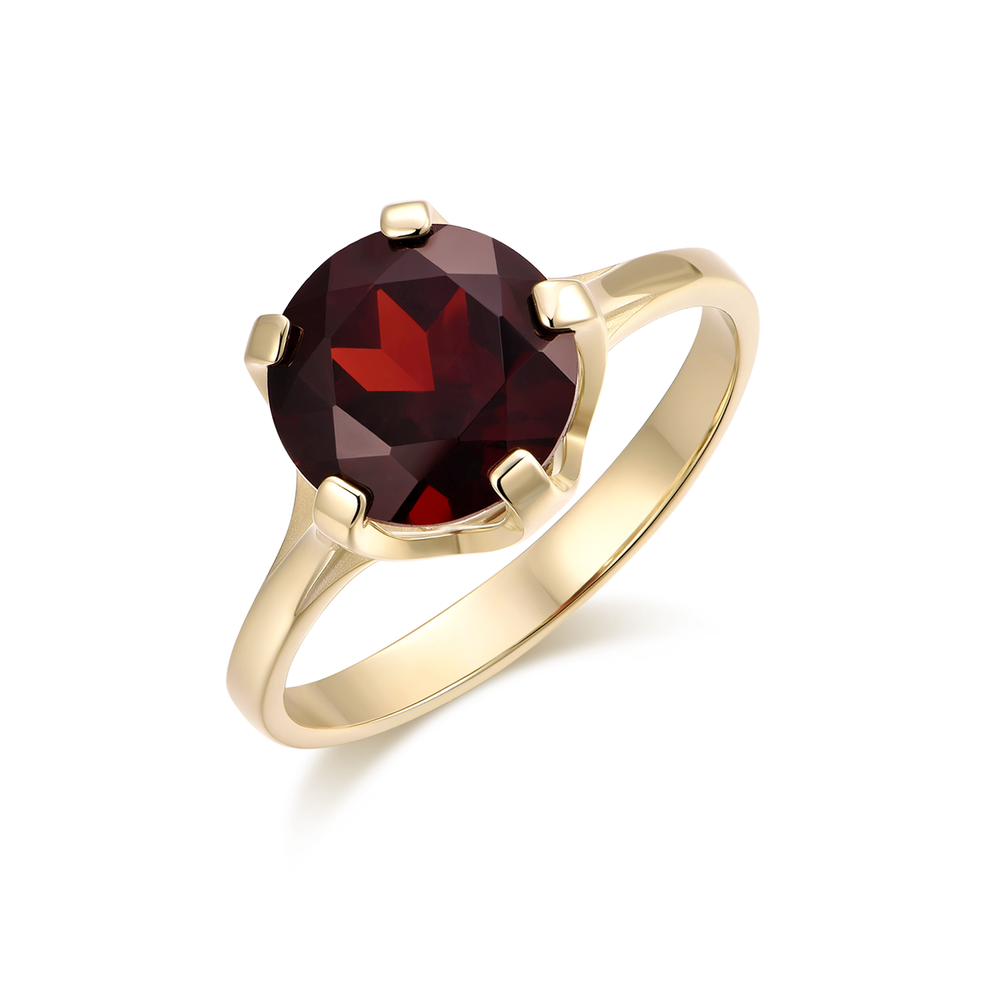 9 kt. guld ring granat fattet i 5 grabber.