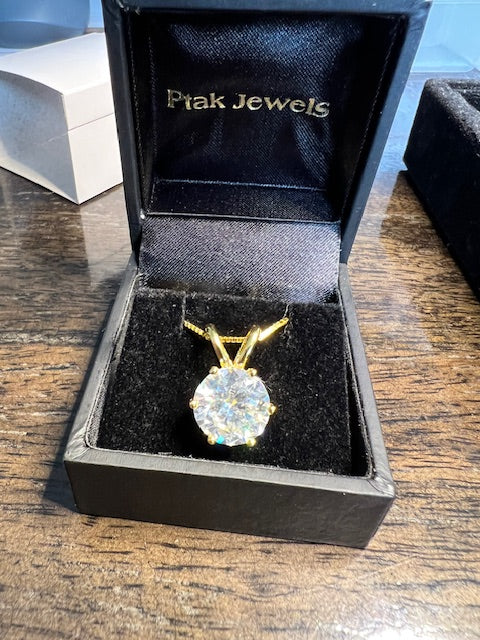 Sølvvedhæng belagt med 18 kt guld - isat lab Moissanite 5.00 ct