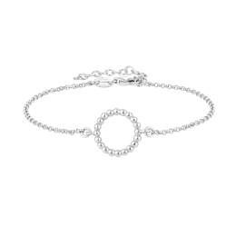 Sølv armbånd rhodineret cirkel af kugler. Længde 17+4 cm.