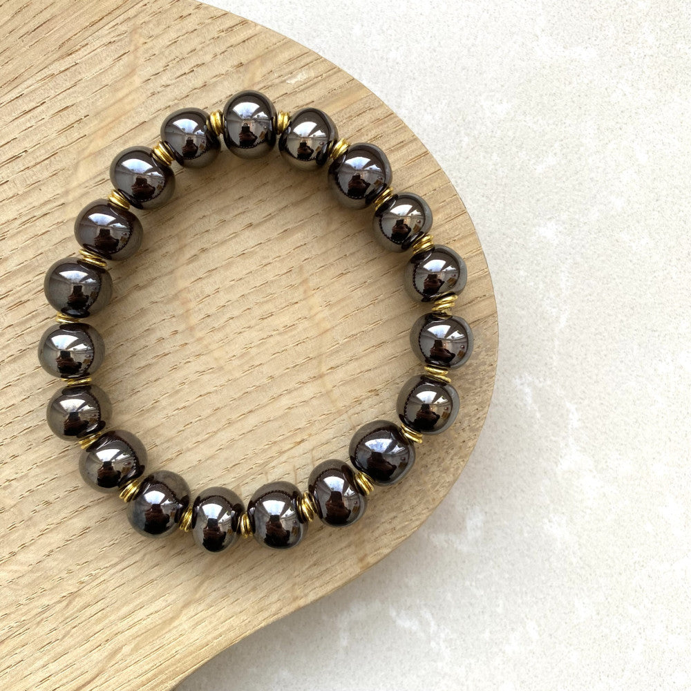 Perlearmbånd elastik - Antique gold