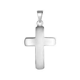 Sølv vedhæng kors let buet. Mål: 18 x 25 mm.