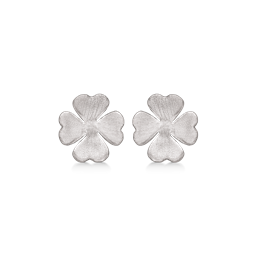 Sølv ørestikker rhodineret firkløver af 4 matte hjerter.