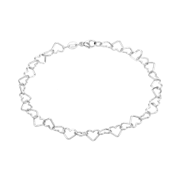 Sølv armbånd hjerter. Længde 21 cm.