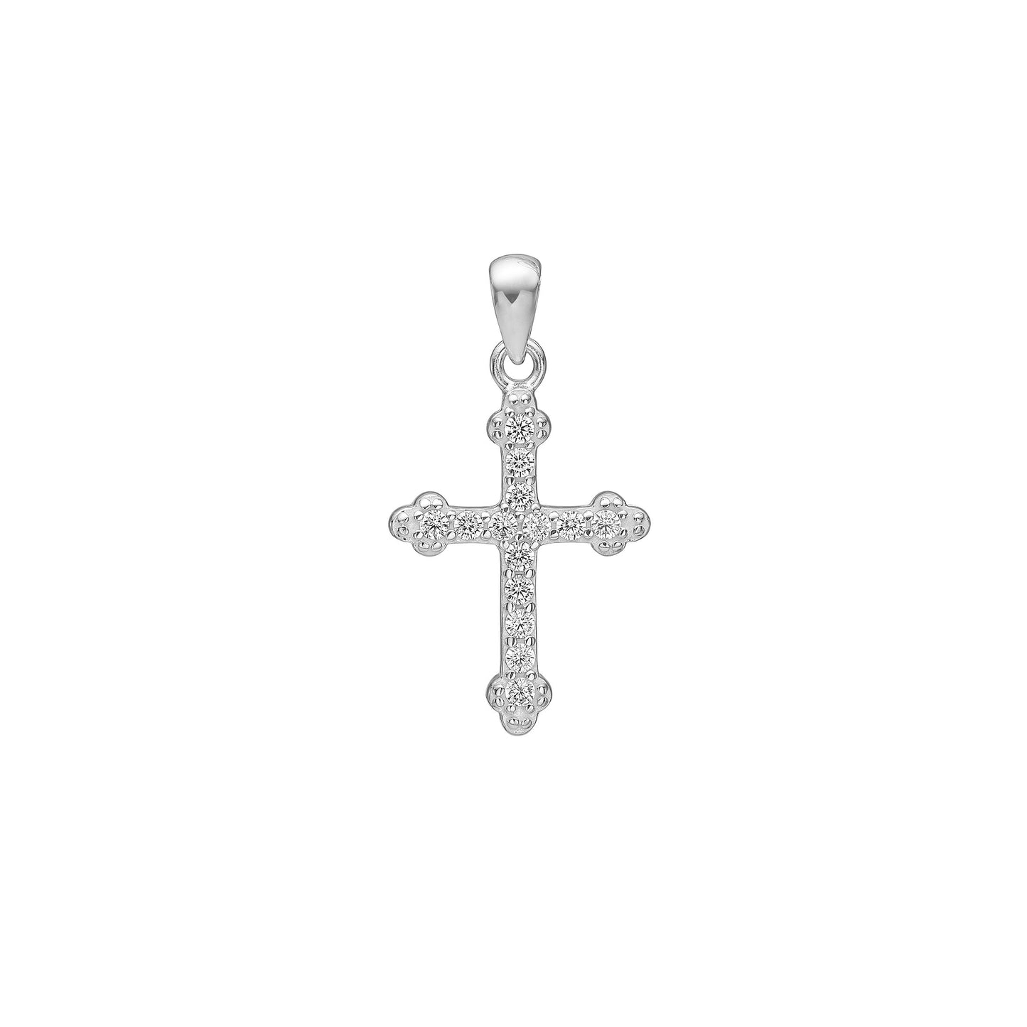 Sølvvedhæng kors 18x13 mm med zirkonia 925