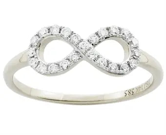 Ring med infinity symbol i 14 kt guld og diamanter