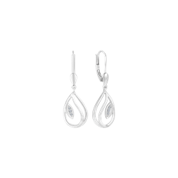 14 kt. hvidgulds ørehænger dråbe med diamanter.