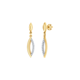 14 kt guld ørehængere, oval, diamanter