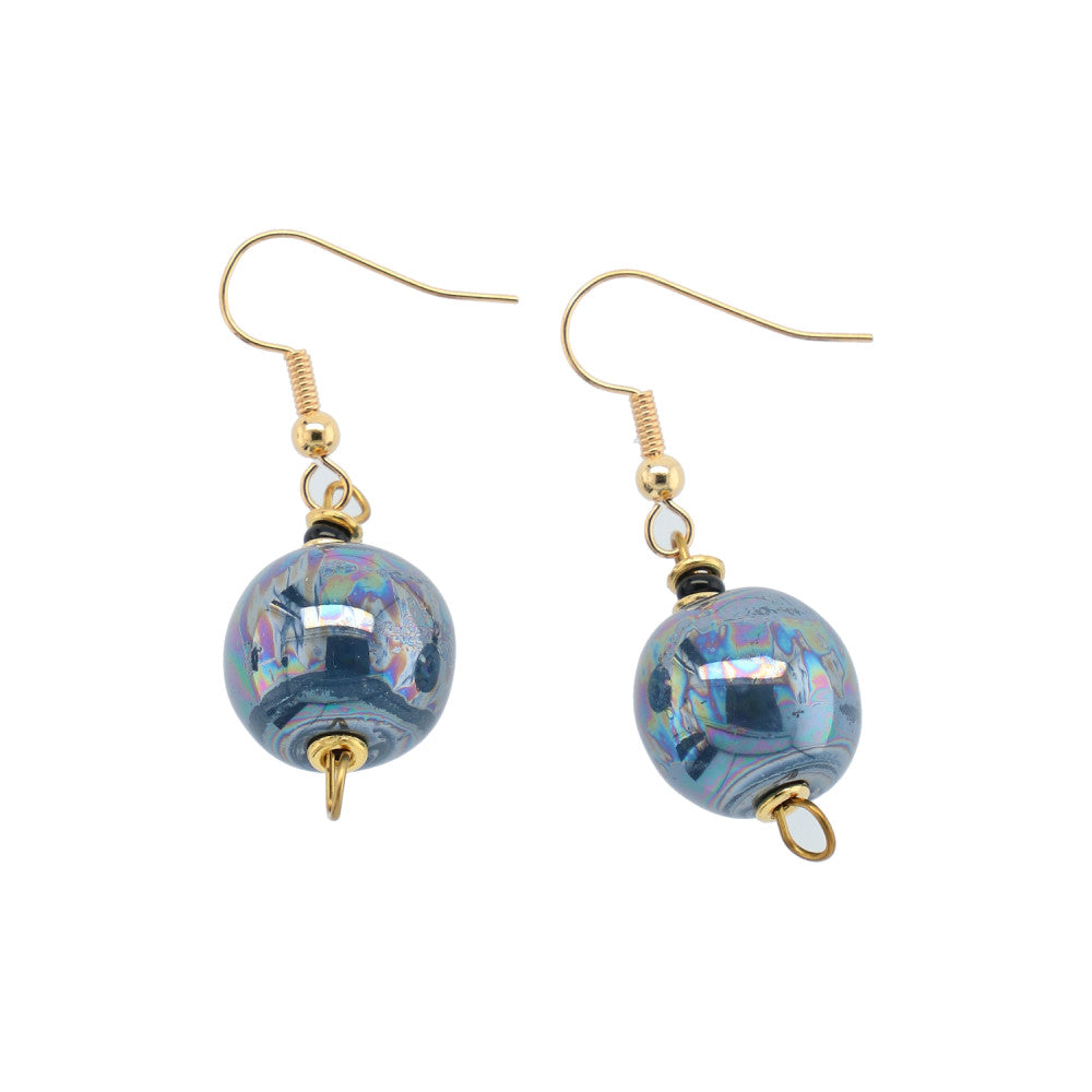 Perleøreringe - Round - blue grey m.o.p