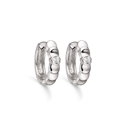 Sølv knækcreoler rhodineret 5 blanke plade