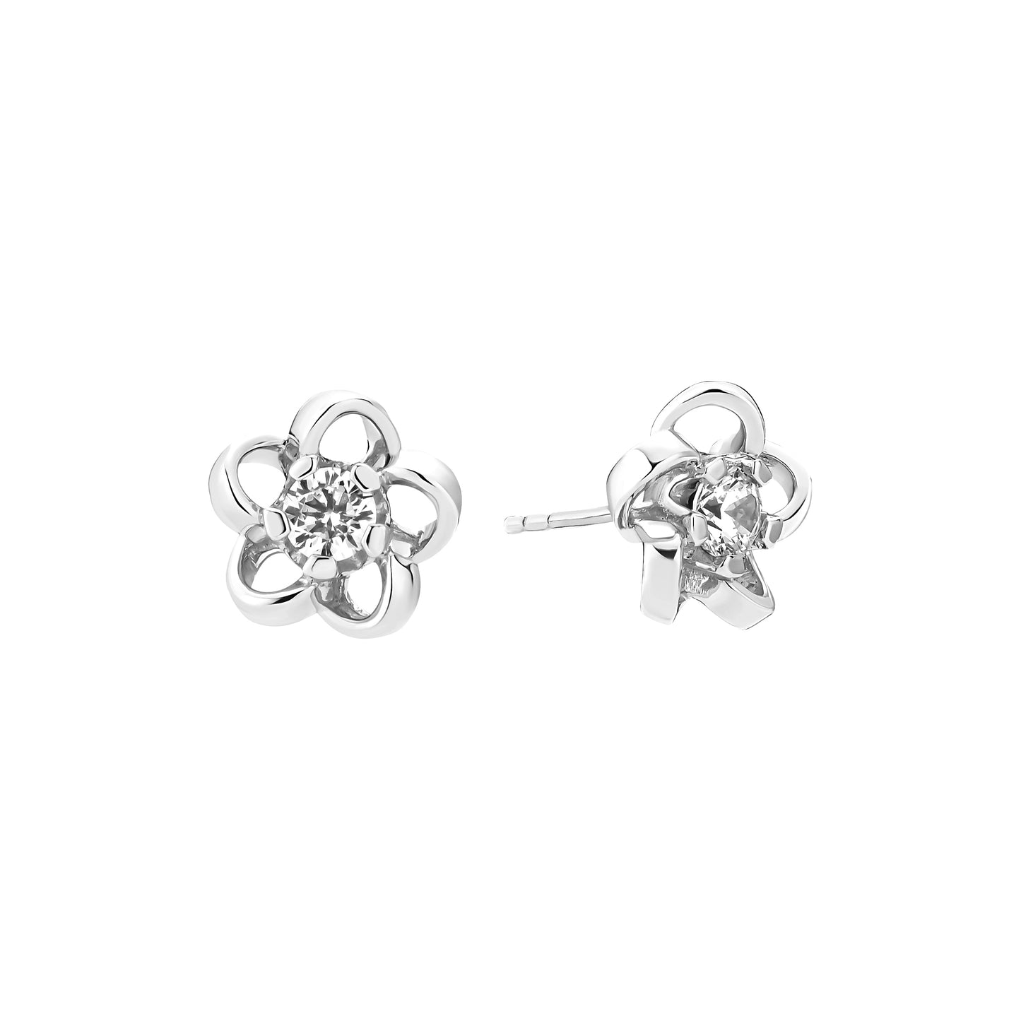 Sølv ørestikker 10x10mm blomst med zirkonia