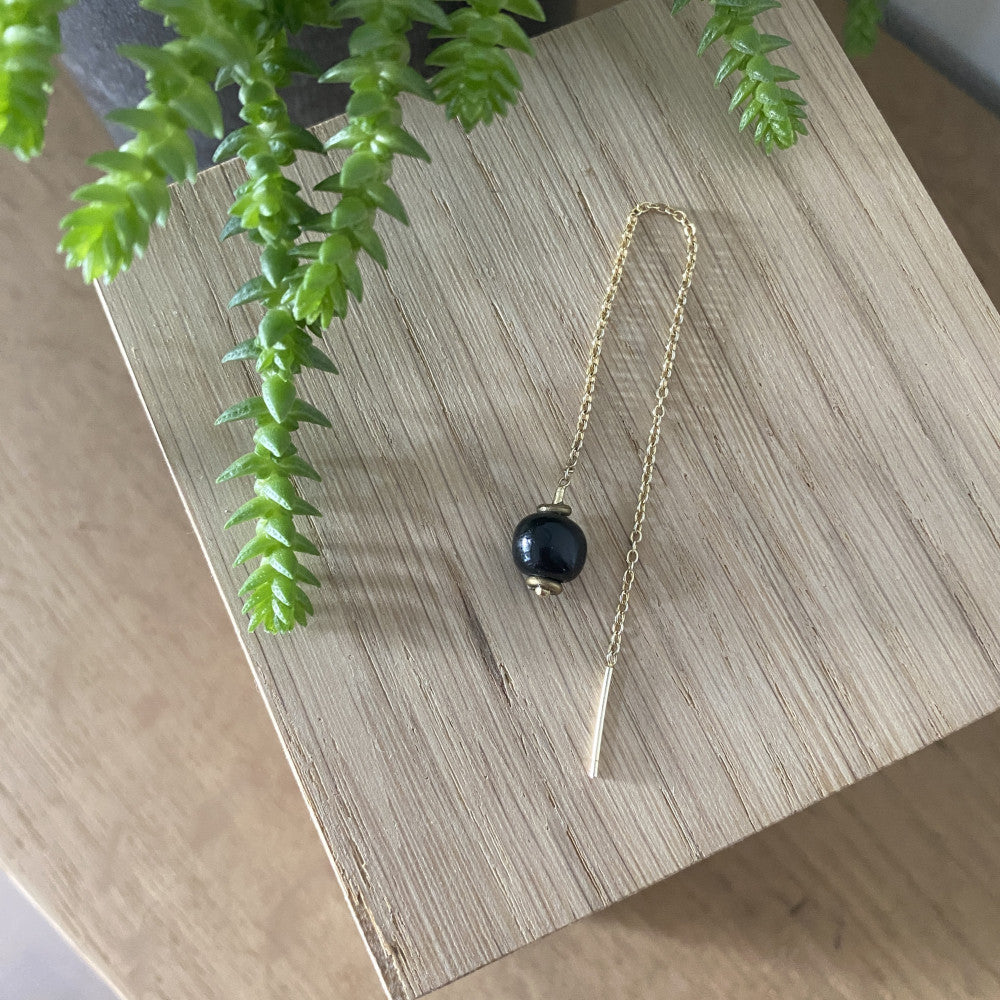 Pure ørelænke forgyldt sølv - Black