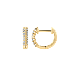 14 kt guldcreoler, 2 skinner, med diamanter.