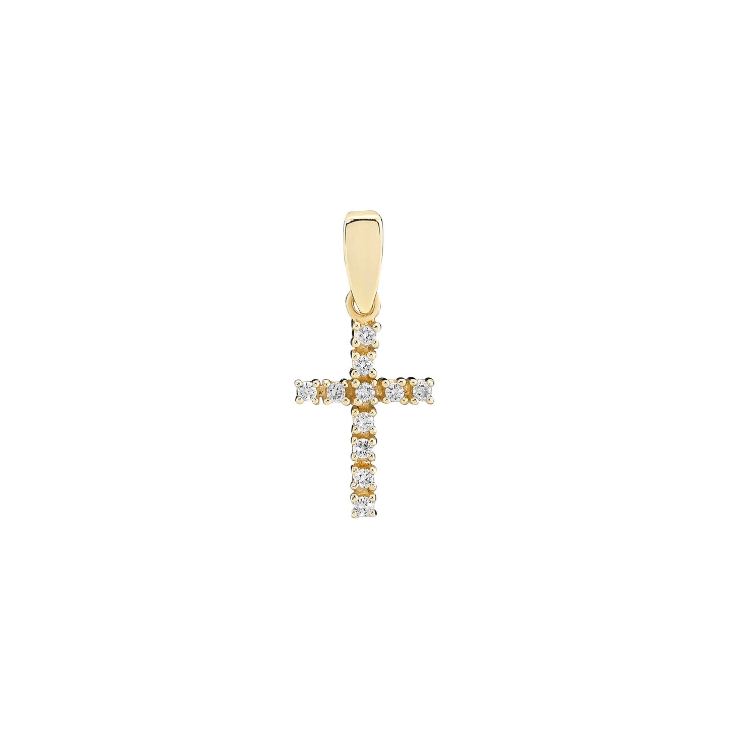 14 kt. guldvedhæng kors med diamanter 11 stk i alt 0,11CT W.SI