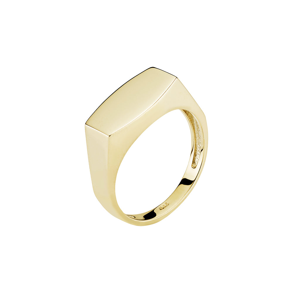 8 kt. guldring, plade 14x8 mm
