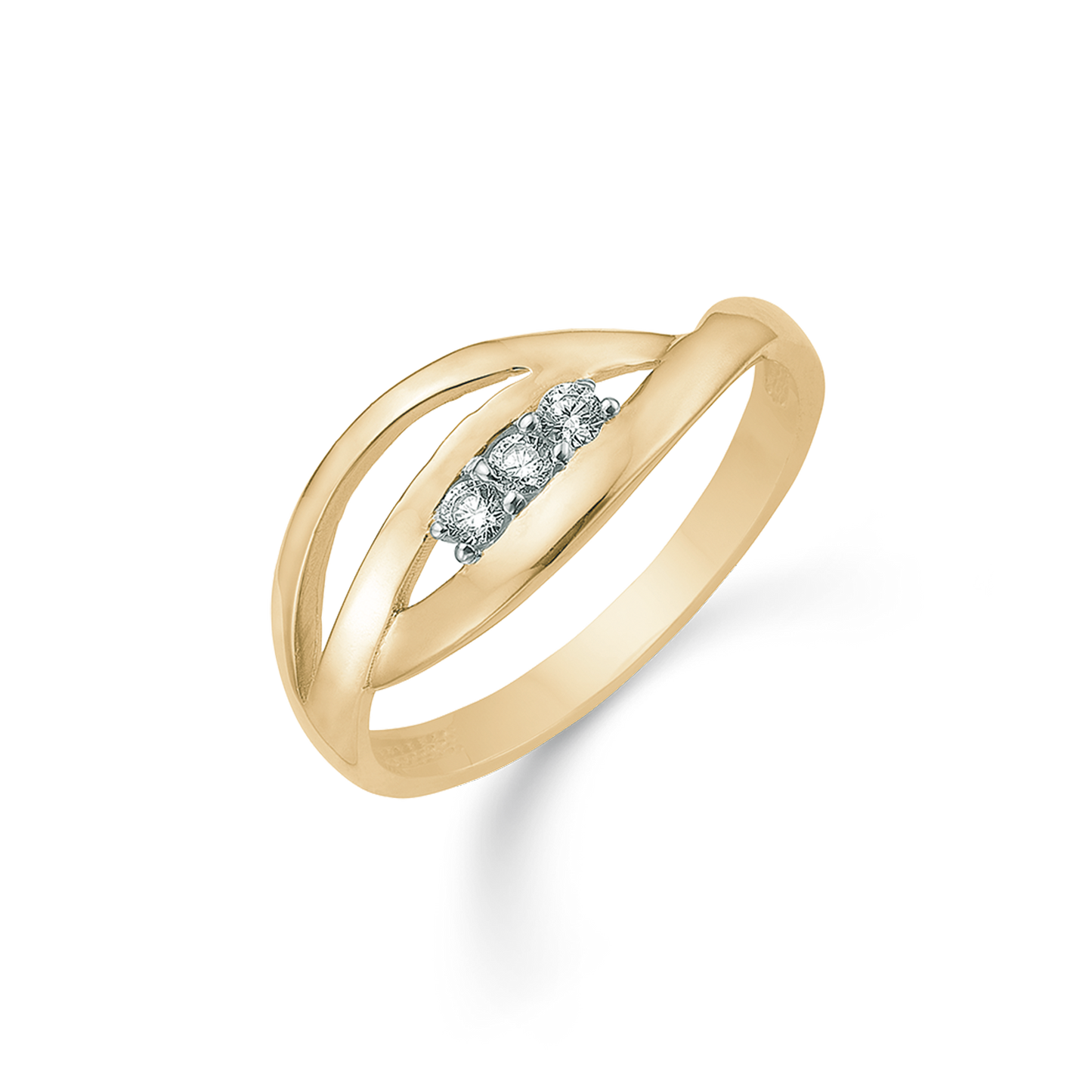 14 kt. guld ring øje med 3 sten i den ene side.