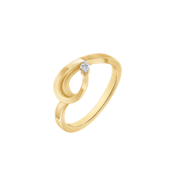 14 kt guldring, oval, med diamant