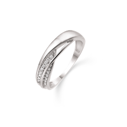 Sølv ring rhodineret aflang åben med cubic zirconia.