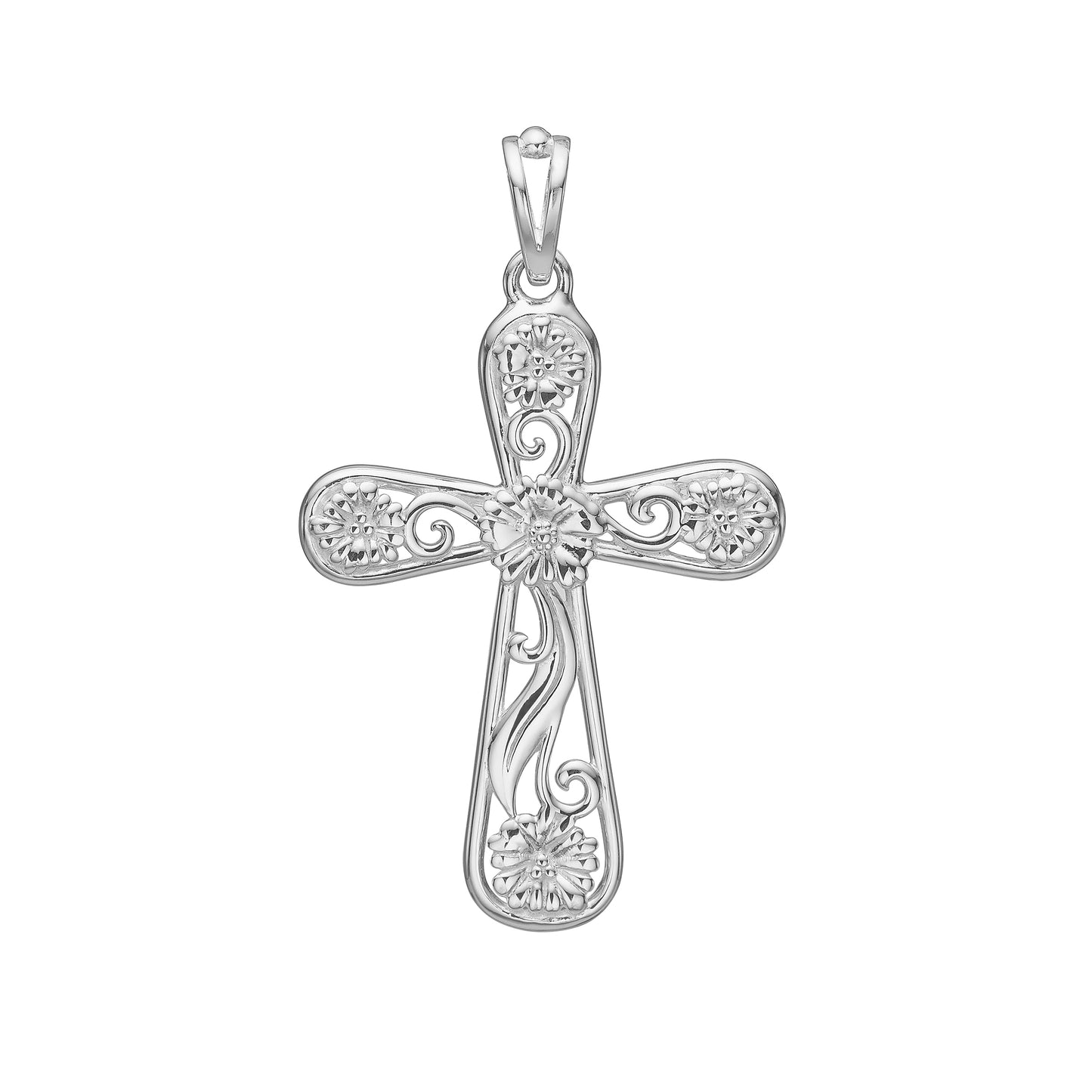 Sølvvedhæng kors gennembrudt 30x23mm