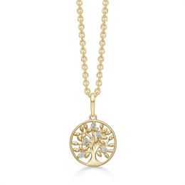 8 kt. guld halskæde livets træ i cirkel