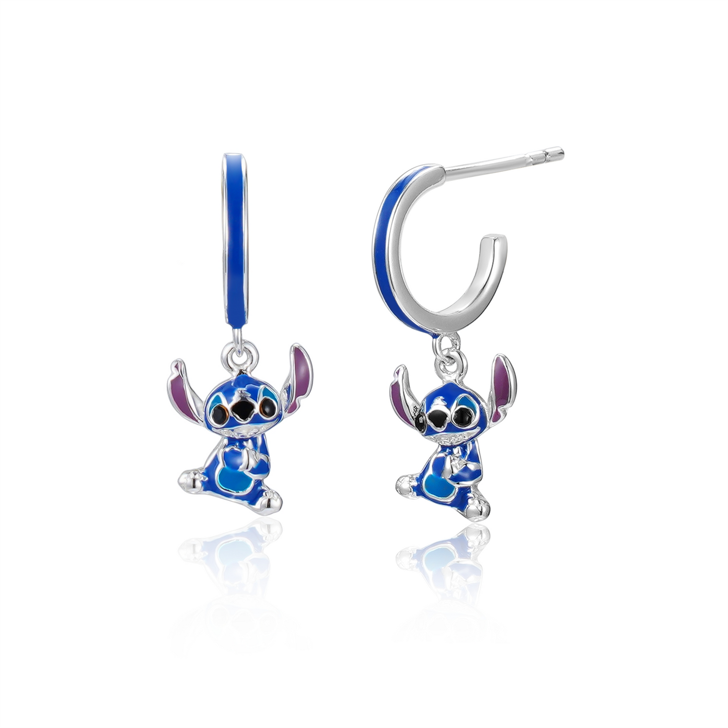 Sølv ørestikker halv creol med Stitch