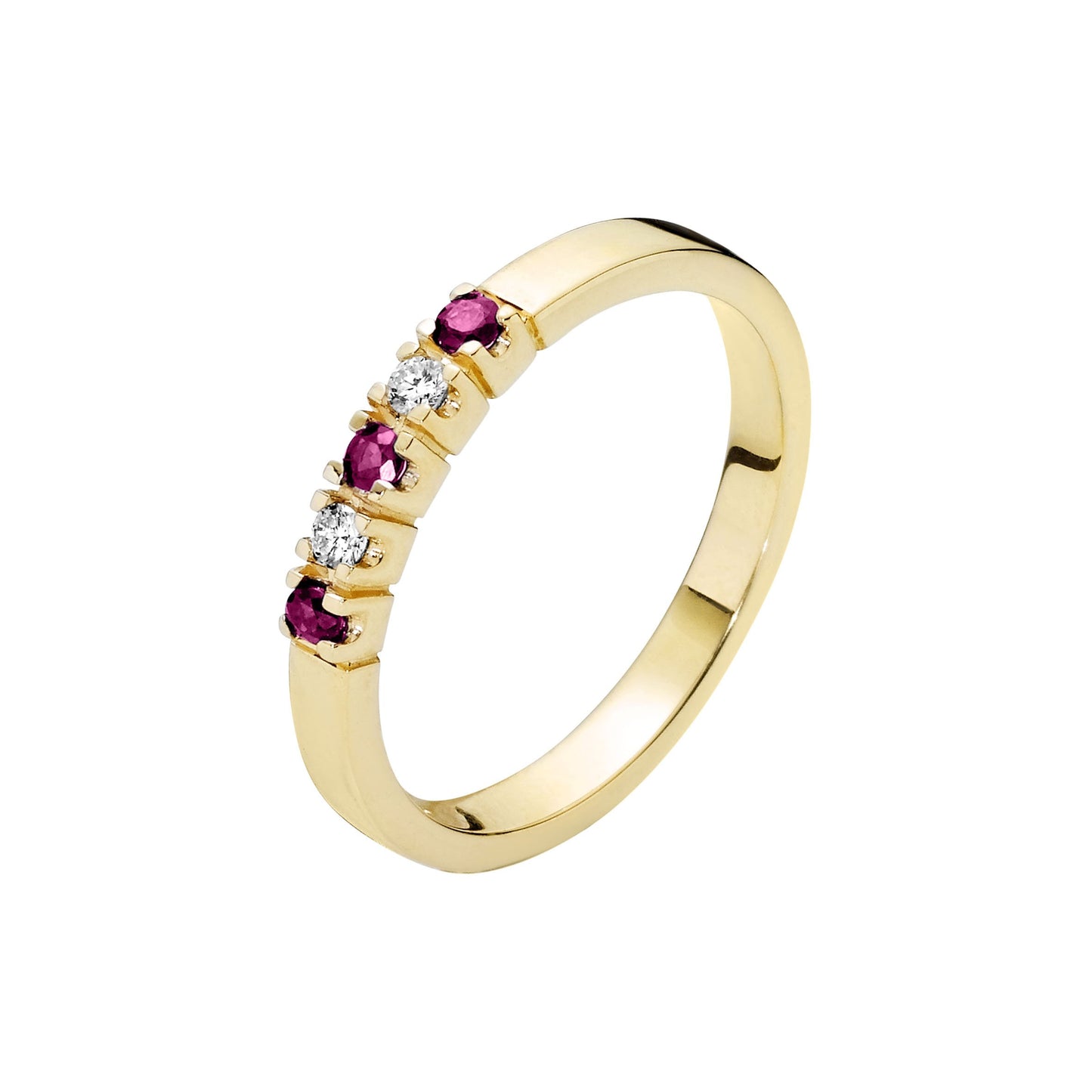 14 kt guldring med rubin og diamanter 0,06ct