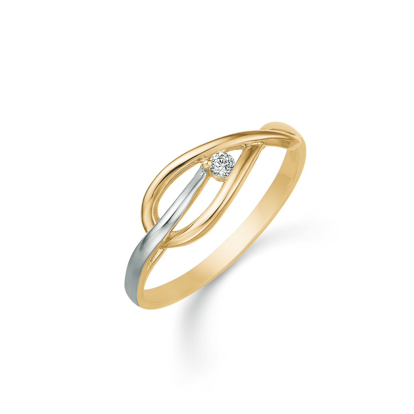 14 kt. guld ring blad med streg