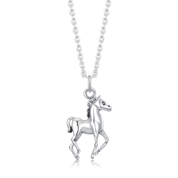 Sølv collier hest let oxyderet