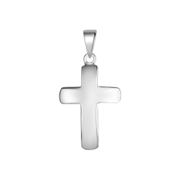 Sølv vedhæng kors let buet. Mål: 15 x 20 mm.