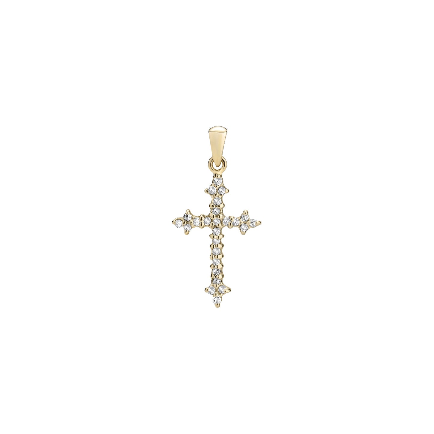8 kt. guldvedhæng kors 16x10mm med diamanter 0,10 CT TC.P2