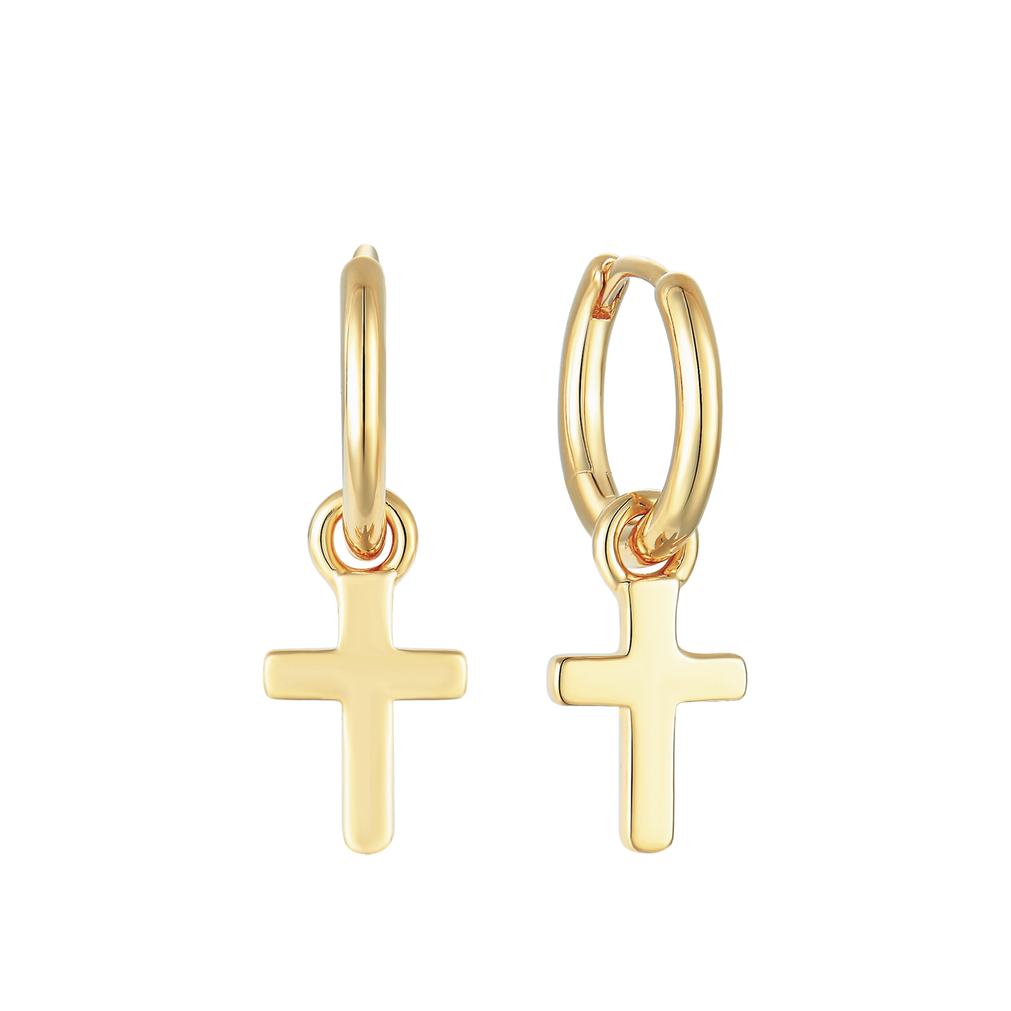 14 kt. guldbelagt øreringen creoler med kors.