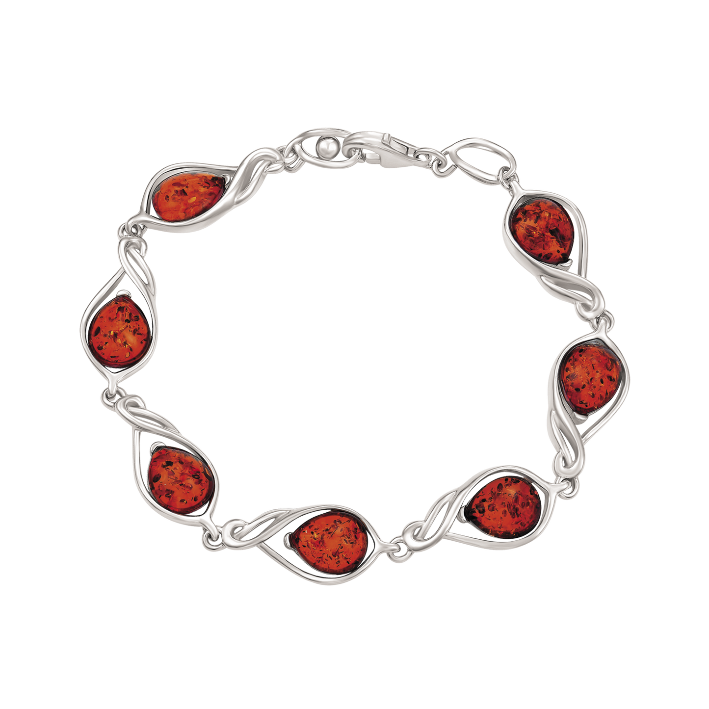 Sølv armbånd dråbe med rav.