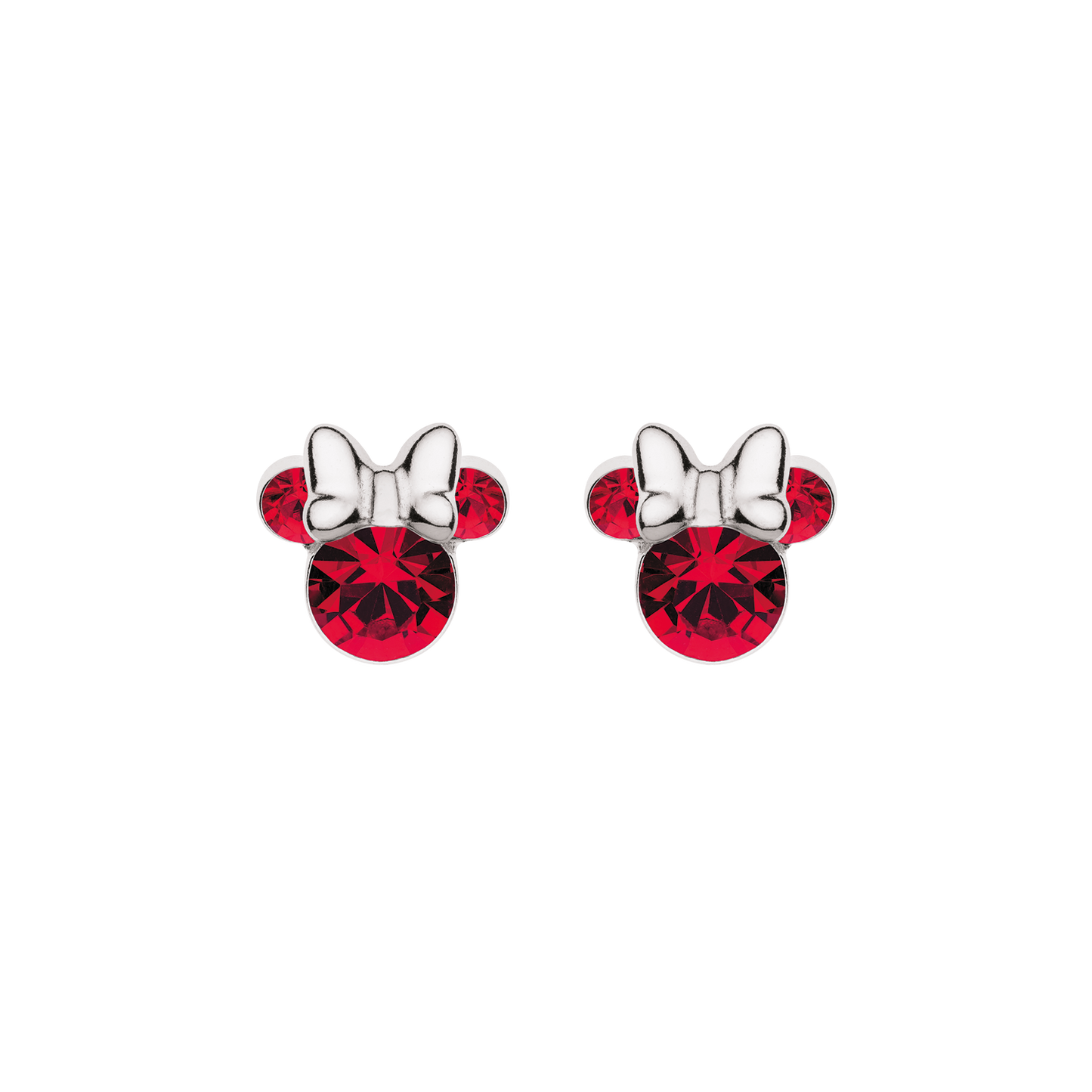 Sølv ørestikker Minnie med en stor og 2 små syntetiske rubiner