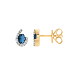 14 kt guldcreoler med topas og diamanter, 0.07 ct.