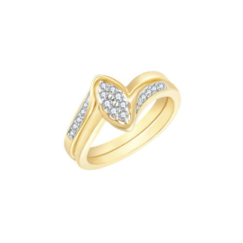 8 kt. guld ring1 stor oval og syntetisk cubic zirconia