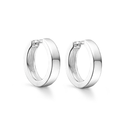 Sølv knækcreol kantet. Mål 3 x 15 mm.