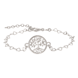 Sølv armbånd rhodineret kæde med livets træ i cirkel.