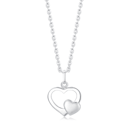Sølv halskæde hjerte åben med lille mat hjerte.