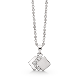 Sølv halskæde rhodineret 3 firkanter