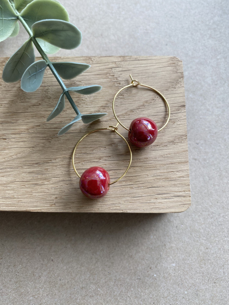 Unika Øreringe - Bright red mop