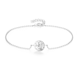 Sølv armbånd rhodineret cirkel med livets træ. Længde 17+2 cm.