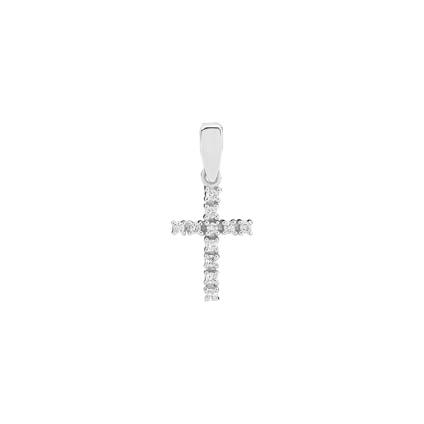 Sølvvedhæng kors 13x9mm med zirkonia