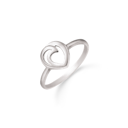 Sølv ring rhodineret dråbe med buet pind i bunden.