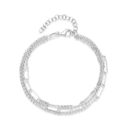 Sølv armbånd rhodineret 3 kæder med oval led.