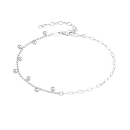 Sølv armbånd rhodineret halvdelen med kugler og resten ovale led.
