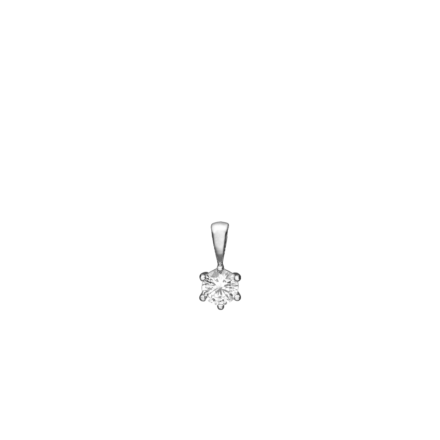 Cubic Zirkonia Vedhæng Rhodineret Sterling Sølv 5 mm