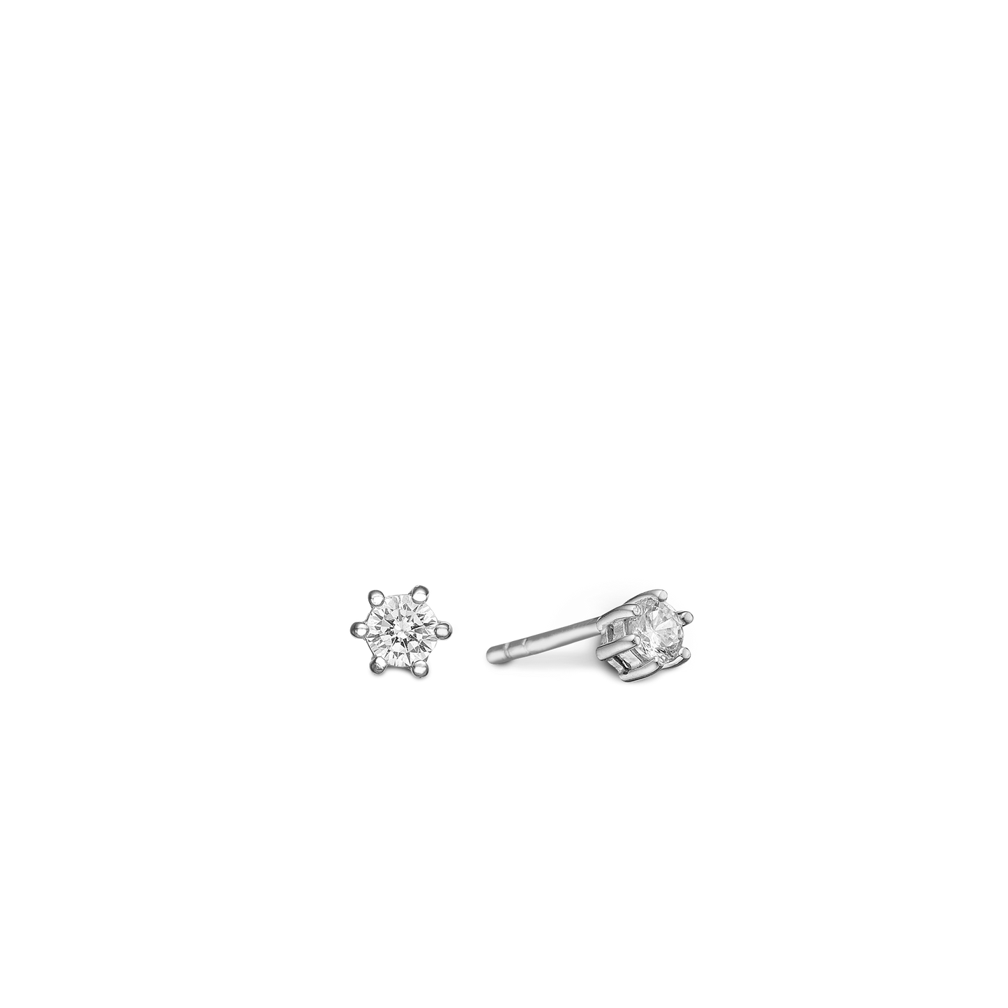 Cubic Zirkonia Ørestikker Rhodineret Sterling Sølv 4,5 mm