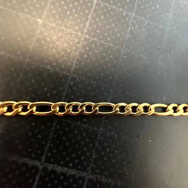 Armbånd, Figaro, ædelstål med 18 kr guld - flere længder.